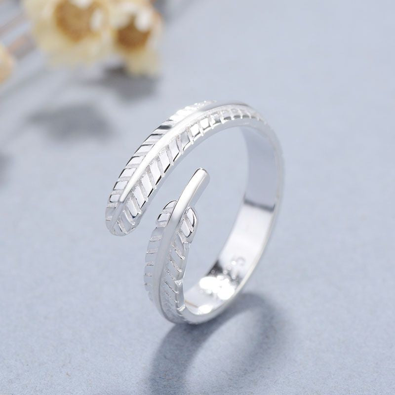 Sterling 925 Ring Feather Open Silver