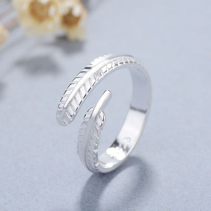 Sterling 925 Ring Feather Open Silver