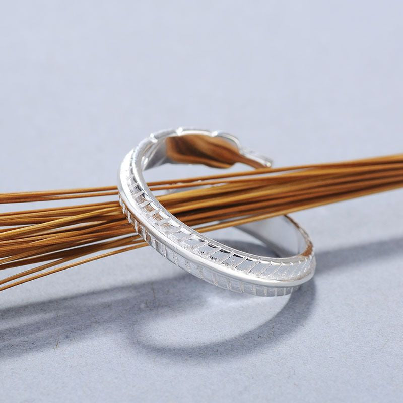 Sterling 925 Ring Feather Open Silver