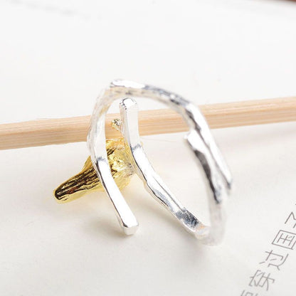 Silver 925 Sterling Gold Open Plated Bird Ring