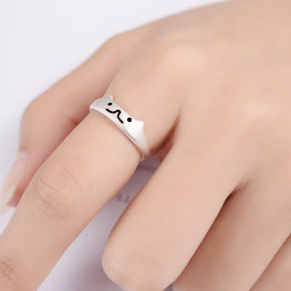 925 Sterling Silver Ring Cat Open