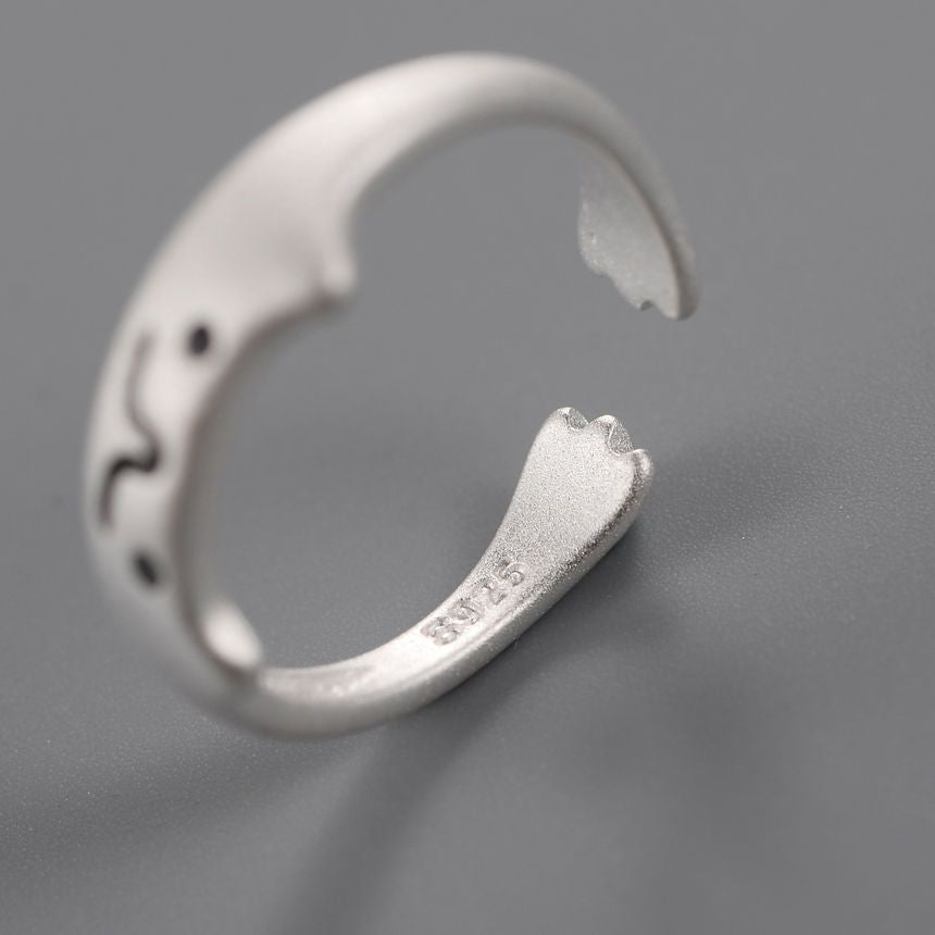 925 Sterling Silver Ring Cat Open