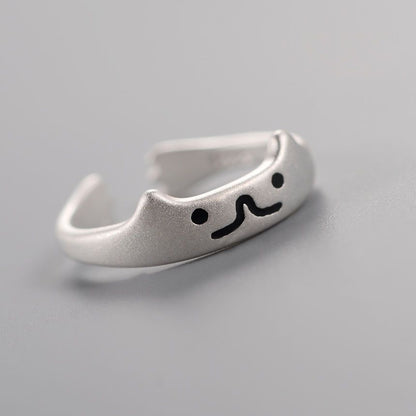 925 Sterling Silver Ring Cat Open