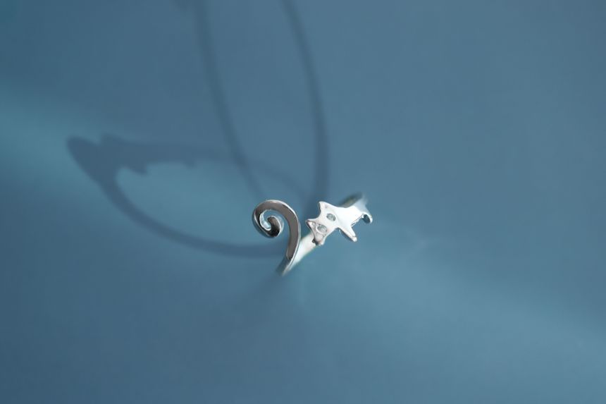 Cat Silver Ring Sterling Open