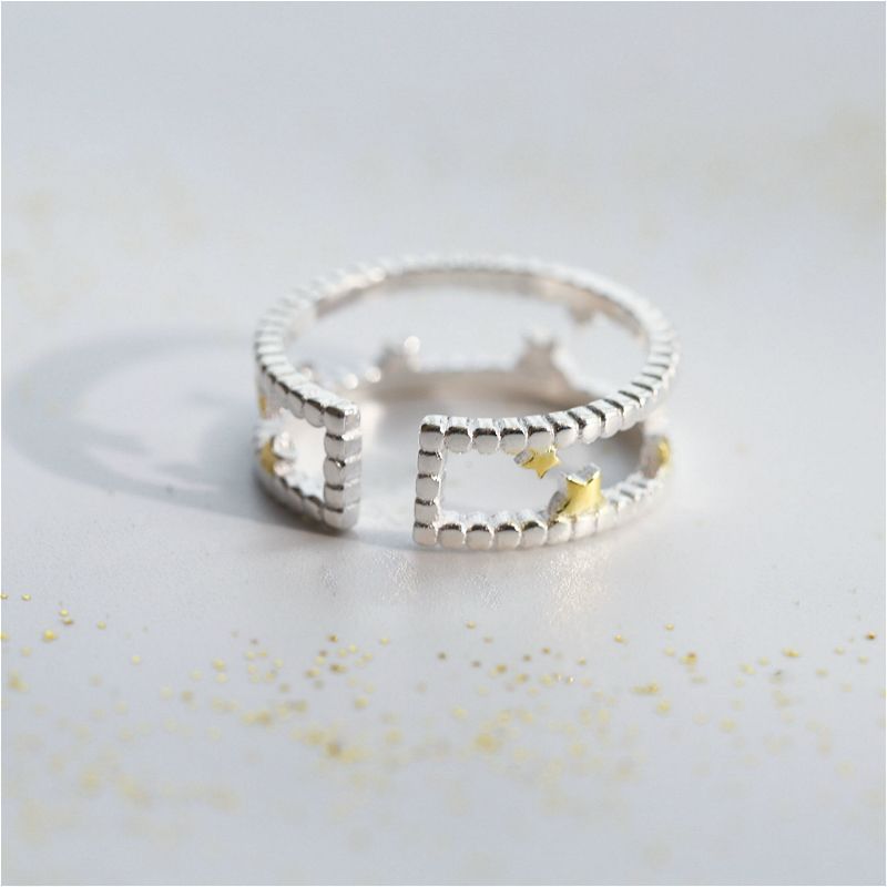 Sterling Layered Silver Star Ring Open