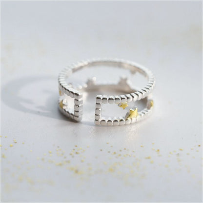 Sterling Layered Silver Star Ring Open