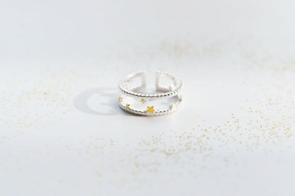Sterling Layered Silver Star Ring Open