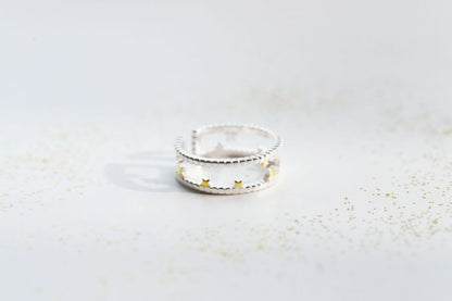 Sterling Layered Silver Star Ring Open