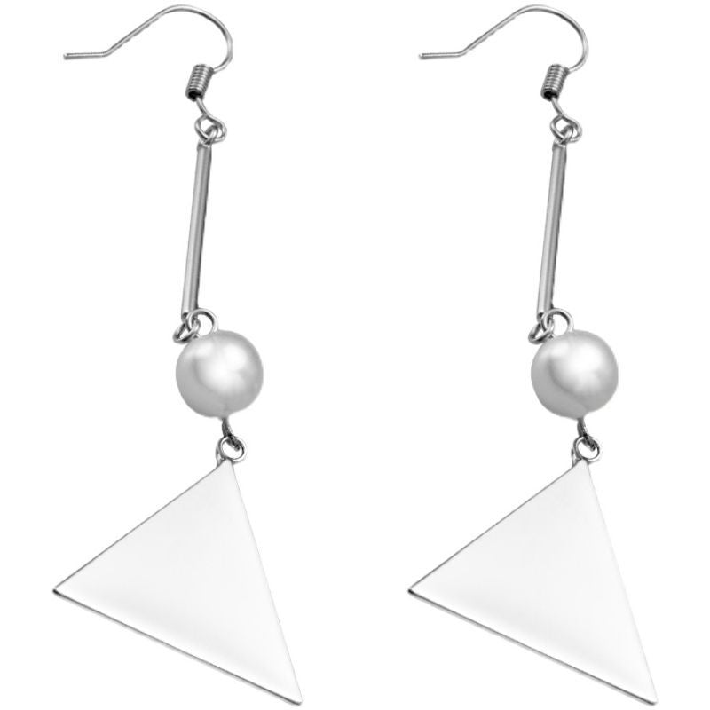 Pearl Sterling Triangle Faux Silver Earring Dangle