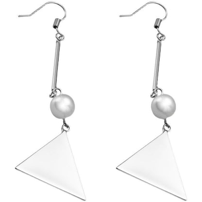 Pearl Sterling Triangle Faux Silver Earring Dangle