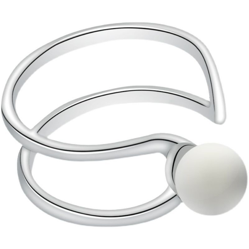 Ring Silver Pearl Layered Faux Open Sterling