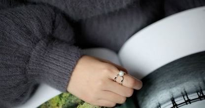 Ring Silver Pearl Layered Faux Open Sterling