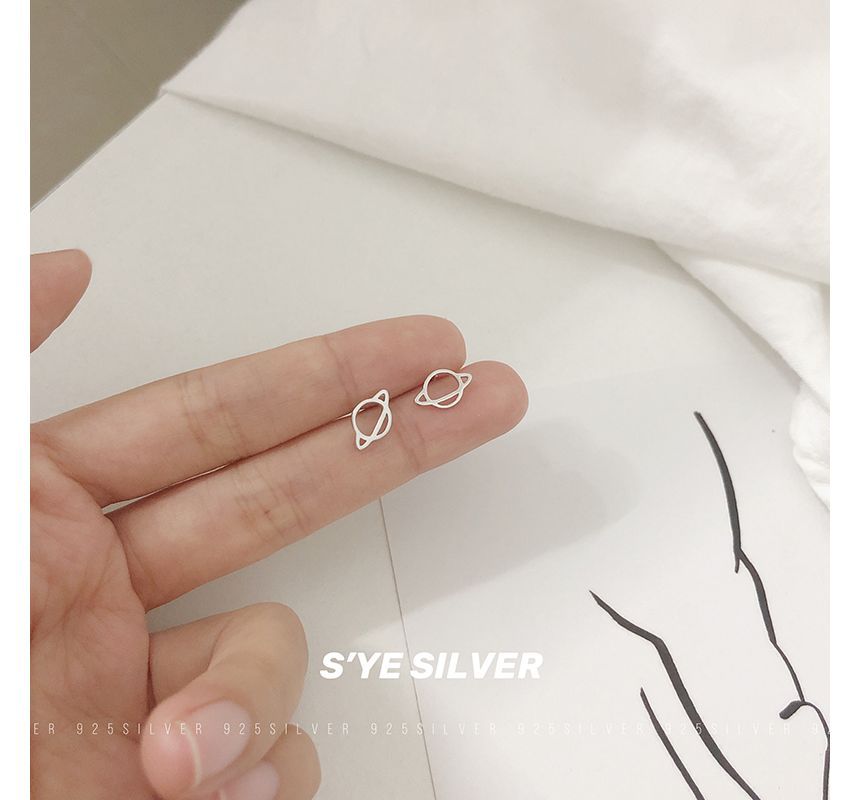 Sterling Earring Planet Stud Silver