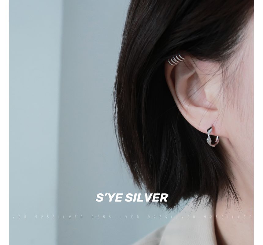 Earring Hoop Sterling Twisted Silver