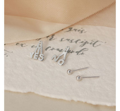 Jacket Sterling Ear Asymmetrical Lettering Silver