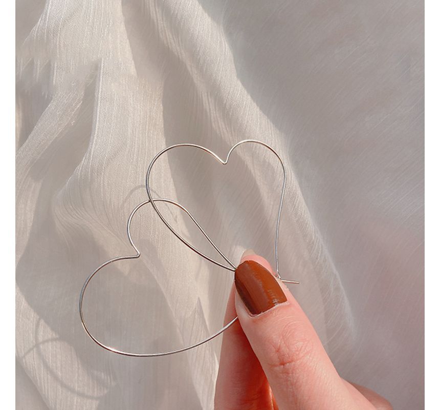 Heart Hoop Earring Silver Sterling