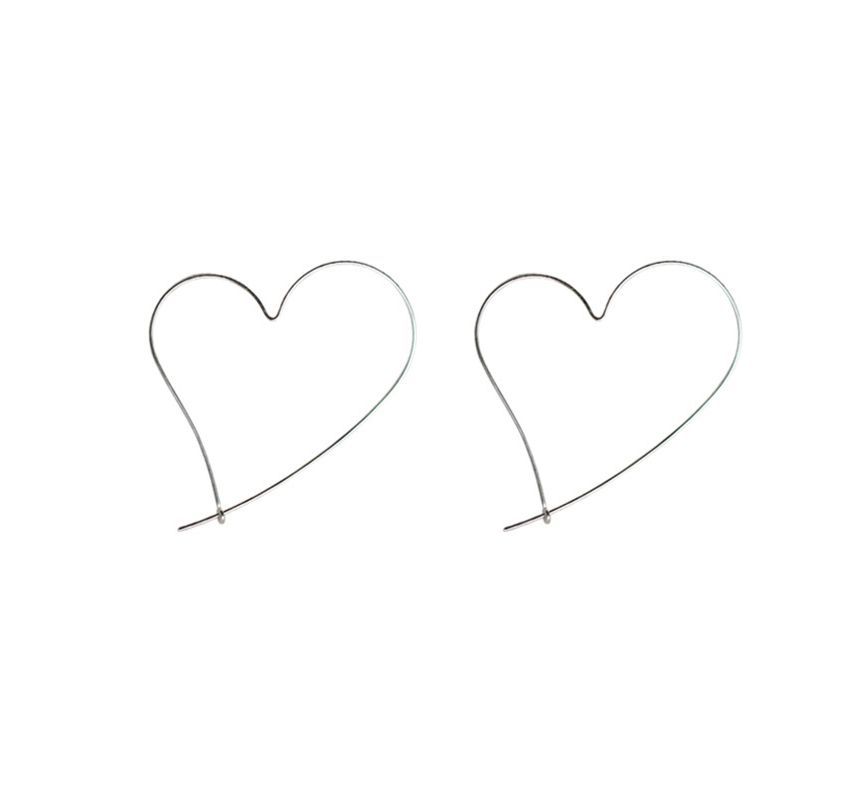 Heart Hoop Earring Silver Sterling