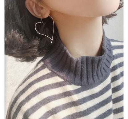 Heart Hoop Earring Silver Sterling