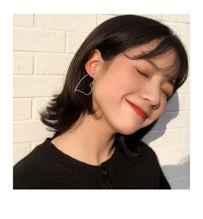 Heart Hoop Earring Silver Sterling