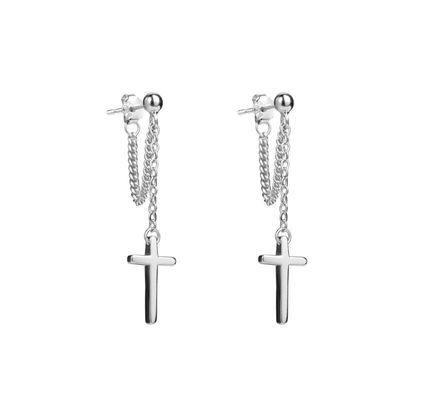 Sterling Drop Silver Earring Cross
