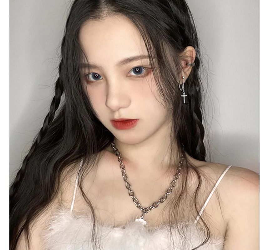 Sterling Drop Silver Earring Cross