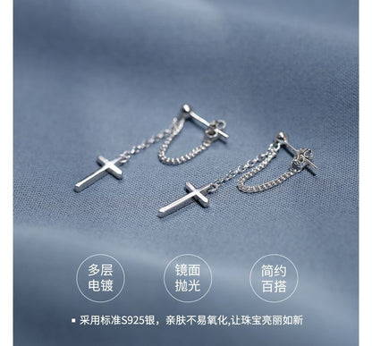 Sterling Drop Silver Earring Cross