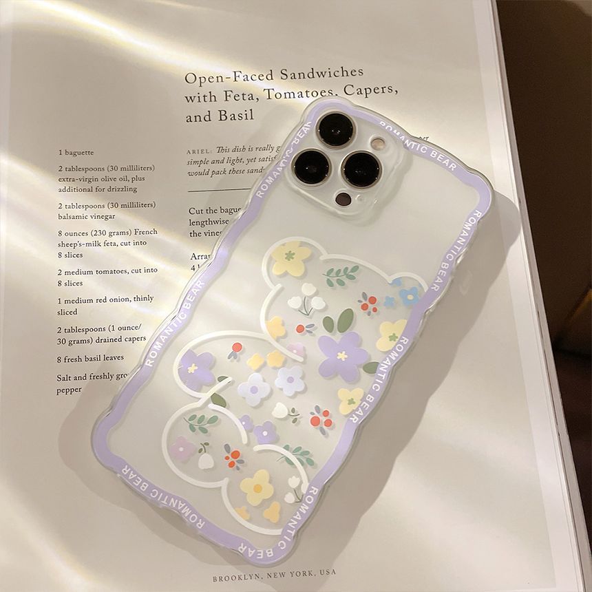 Bear Phone Case Flower Transparent
