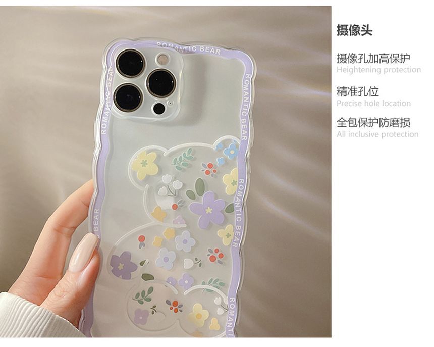 Bear Phone Case Flower Transparent