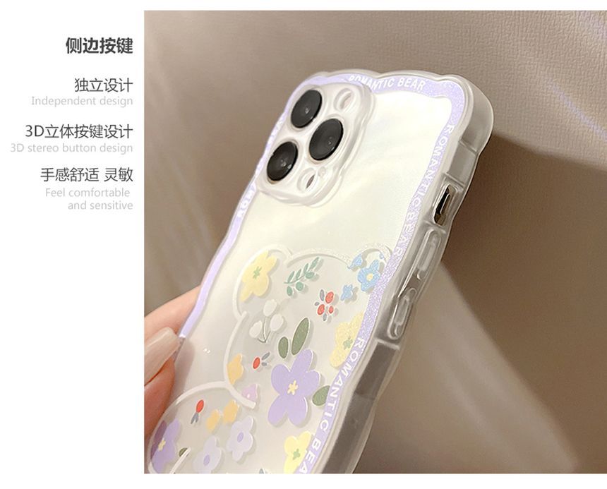 Bear Phone Case Flower Transparent