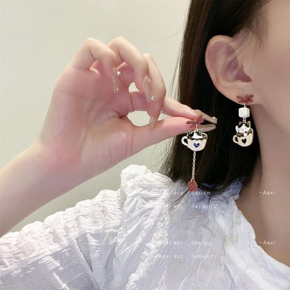 Clip-On Cat / Drop Asymmetrical Earring