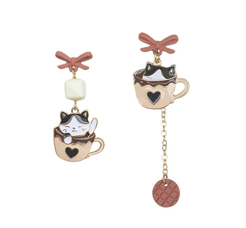 Clip-On Cat / Drop Asymmetrical Earring