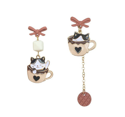 Clip-On Cat / Drop Asymmetrical Earring