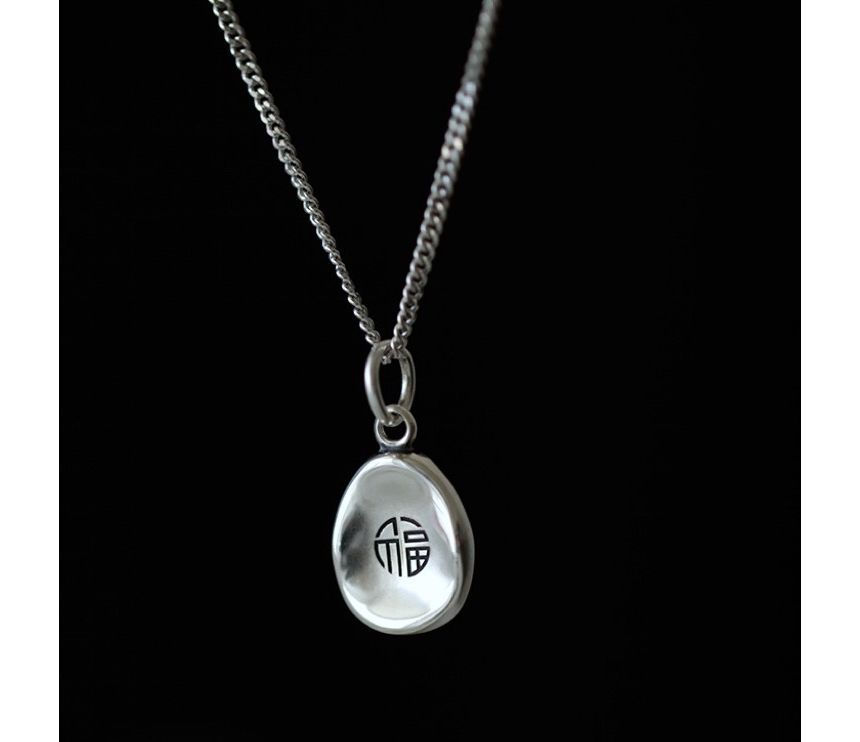 Necklace Pendant Chinese Characters Silver