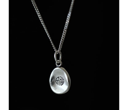 Necklace Pendant Chinese Characters Silver