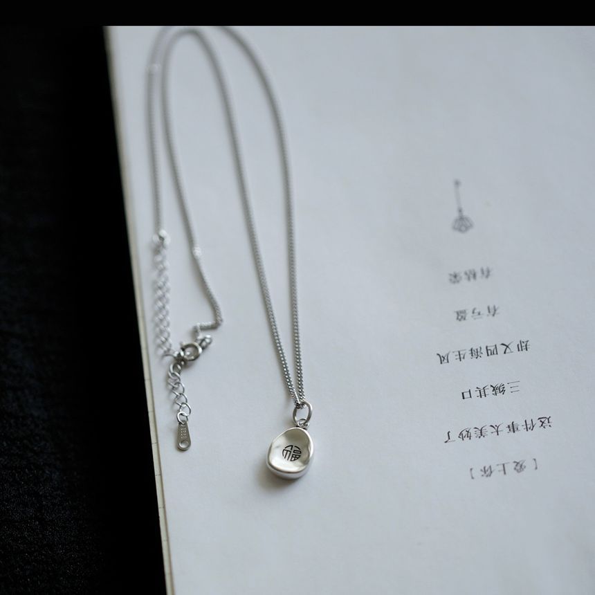 Necklace Pendant Chinese Characters Silver