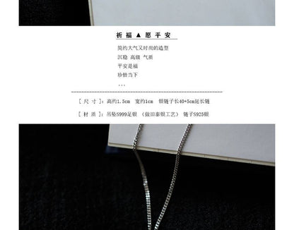 Necklace Pendant Chinese Characters Silver