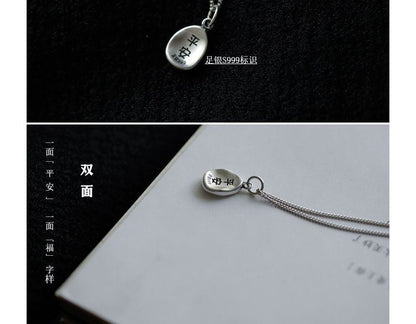 Necklace Pendant Chinese Characters Silver