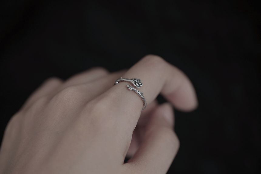 Ring Sterling Rose Silver Open