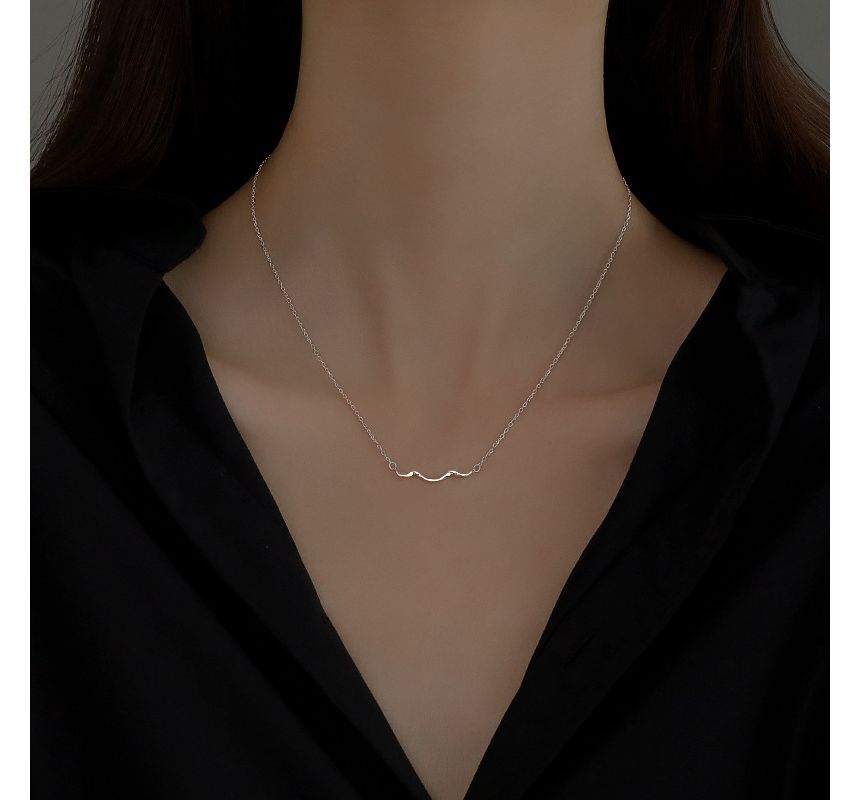 Silver Sterling Pendant Choker Wavy