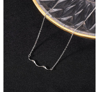 Silver Sterling Pendant Choker Wavy