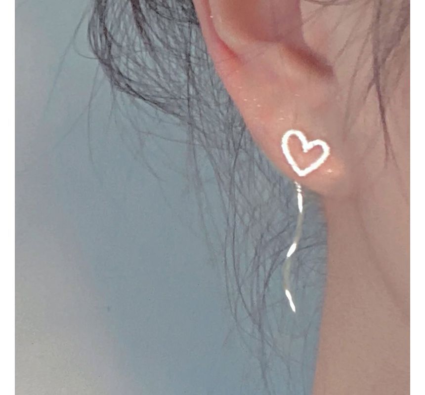 Dangle Heart Silver Sterling Earring