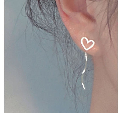 Dangle Heart Silver Sterling Earring