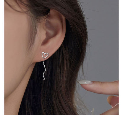 Dangle Heart Silver Sterling Earring
