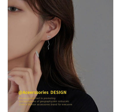 Dangle Heart Silver Sterling Earring