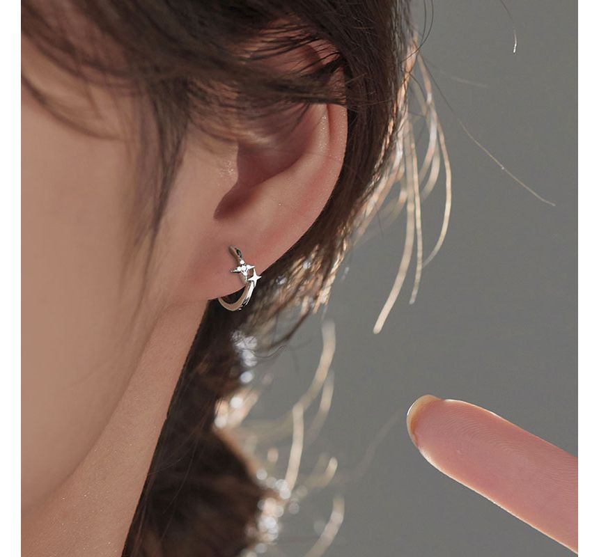 Silver Sterling Earring Hoop Star