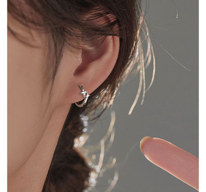 Silver Sterling Earring Hoop Star