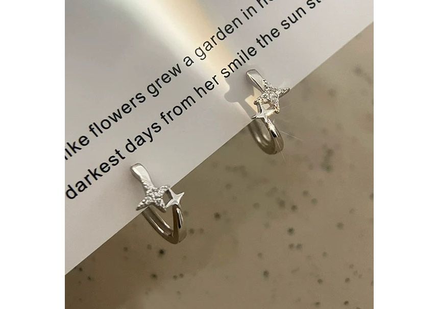 Silver Sterling Earring Hoop Star