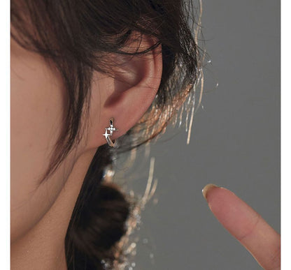 Silver Sterling Earring Hoop Star