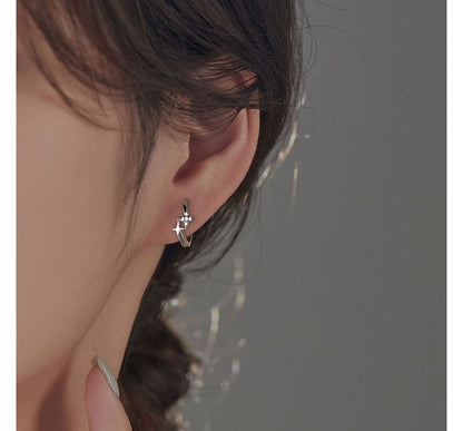 Silver Sterling Earring Hoop Star
