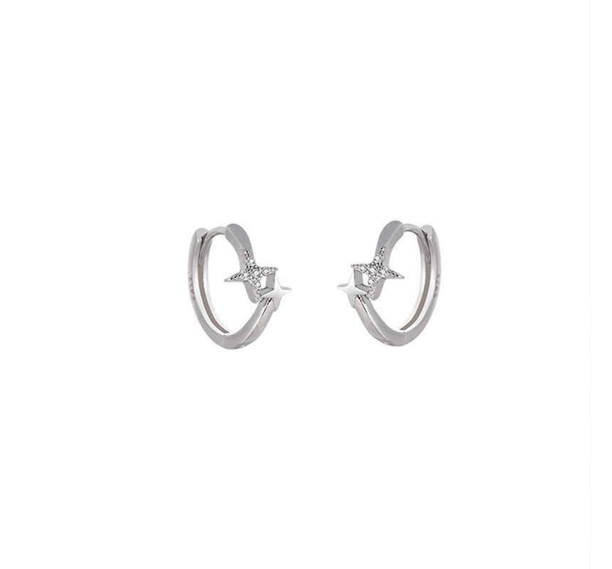 Silver Sterling Earring Hoop Star